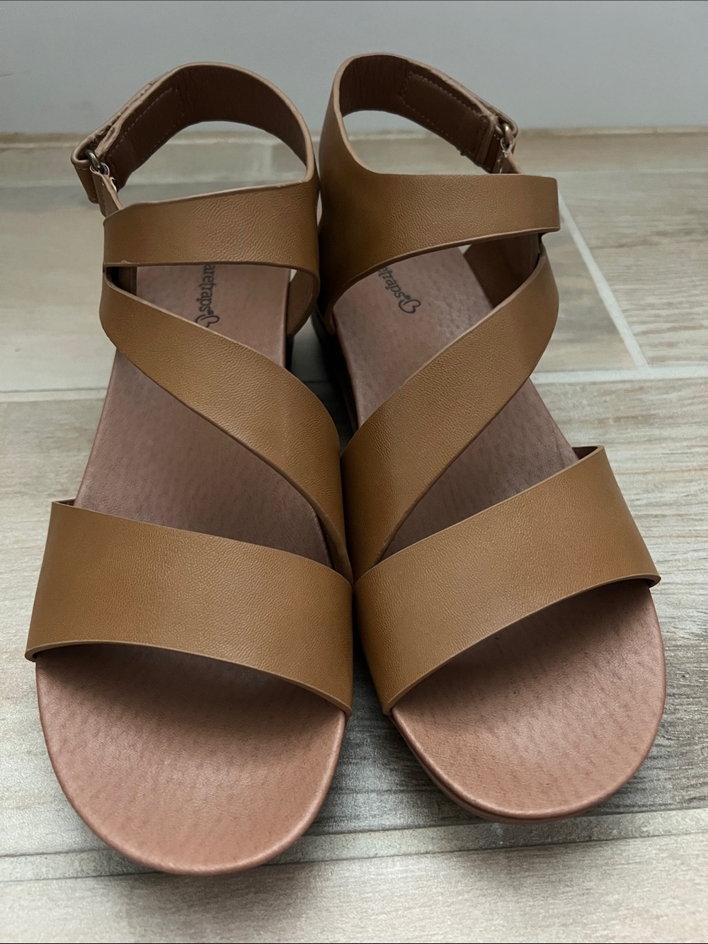 BareTraps Women's Crisscross Slingback Sandals in Tan